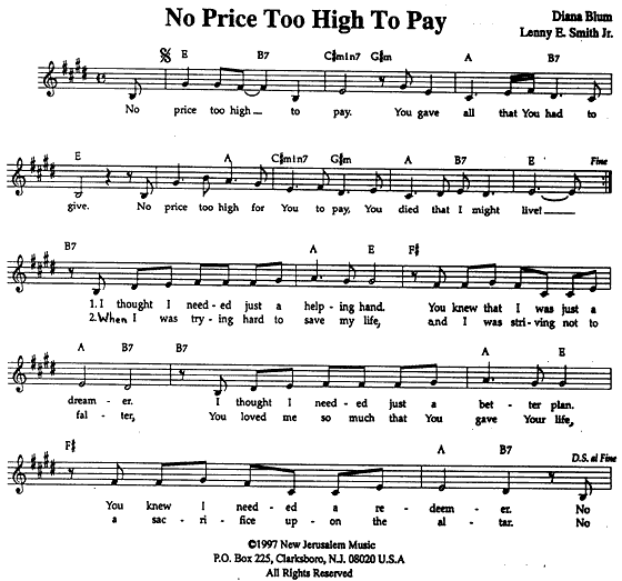 No Price Too High to Pay - sheet music
