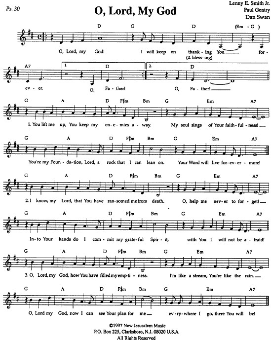 Oh Lord My God - sheet music